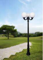 Stalp de iluminat ornamental pentru gradina echipat, 2.3ml, 3 brate, E27, 3x6.5W, Fumagalli, Globe 300 Classic, Ricu Ofir