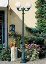 Stalp de iluminat ornamental pentru gradina echipat, 2.9ml, 2 brate, E27, 2x6.5W, Fumagalli, Globe 300 Classic, Nebo Ofir