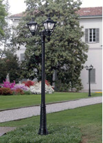 Stalp de iluminat ornamental pentru gradina echipat, 2ml, 3 brate, E27, 3x8.5W, CCT set, IP55, Fumagalli, Golia, Gigi Bisso