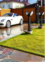 Stalp de iluminat modern pentru gradina echipat, 1ml, 2 brate, GX53, 2x11.3W, CCT set, IP66, Fumagalli, Gabri Remi, Lucia