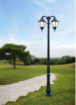 Stalp de iluminat ornamental pentru gradina echipat, 3ml, 2 brate jos, E27, 2x8.5W, CCT set, IP55, Fumagalli, Noemi, Tabor Ofir