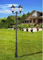 Stalp de iluminat ornamental pentru gradina echipat, 3.6ml, 2 brate, E27, 2x15W, CCT set, IP55, Fumagalli, Noemi, Tabor Ofir