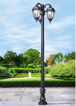 Stalp de iluminat ornamental pentru gradina echipat, 3.2ml, 3 brate jos, E27, 3x15W, CCT set, IP55, Fumagalli, Siloe, Karmel 3000 Ofir