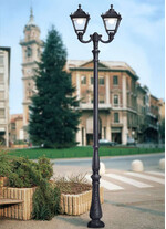 Stalp de iluminat ornamental pentru gradina echipat, 3.6ml, 2 brate, E27, 2x11W, CCT set, IP55, Fumagalli, Tobia, Tabor Ofir