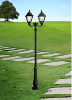 Stalp de iluminat ornamental pentru gradina echipat, 3.1ml, 2 brate, E27, 2x50W, 4000K, Fumagalli, Simon, Nebo Ofir