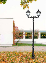 Stalp de iluminat ornamental pentru gradina echipat, 4.2ml, 2 brate, E27, 2x50W, 4000K, Fumagalli, Simon, Horeb Adam