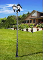 Stalp de iluminat ornamental pentru gradina echipat, 4.2ml, 3 brate, E27, 3x30W, CCT set, IP55, Fumagalli, Simon, Horeb Adam