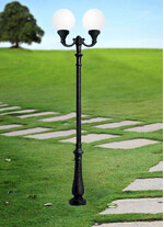 Stalp de iluminat ornamental pentru gradina echipat, 2 brate, 3.7ml, H.FC6, E27, Fumagalli, Globe 400 Classic, Tabor Ofir