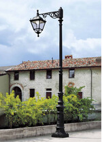 Stalp de iluminat stradal ornamental echipat, 4.7ml, GX53, 8x10W, CCT set, IP55, Fumagalli, Elia, Giona 4500 Aron