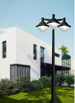 Stalp de iluminat modern pentru gradina echipat, 3.8ml, 3 brate, E27, 3x30W, CCT set, IP55, Fumagalli, Vivi 400, Ektor 3500