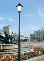 Stalp de iluminat modern pentru parcuri echipat, 4.3ml, E27, 60W, 4000K, Fumagalli, Gino 500, Akille 3500