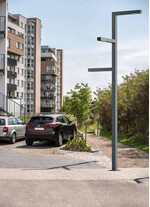 Stalp de iluminat modern pentru parcuri echipat, 4ml, LED, 4000K, 1+1+1 brate, 3x24W, IP65, Way S, ElmarCo