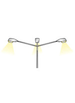 Brat pentru stalp de iluminat, triplu drept 120°, 500x300mm