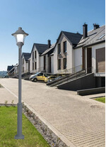Stalp de iluminat ornamental pentru parcuri echipat, 3ml, 50W, LED, 6000K, gri, fara brate, IP55, Remo