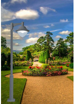 Stalp de iluminat ornamental pentru parcuri echipat, 4ml, 50W, LED, 6000K, gri, 1 brat, IP55, Vivi