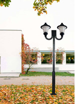 Stalp de iluminat ornamental pentru parcuri echipat, 4ml, 2x50W, LED, 6000K, negru, 2 brate, IP55, SV-002.N4.2J.REMO