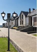 Stalp de iluminat ornamental pentru parcuri echipat, 4ml, 2x50W, LED, 6000K, negru, 2 brate, IP55, SV-002.N4.2J.TOBIA