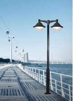 Stalp de iluminat ornamental pentru parcuri echipat, 4ml, 2x50W, LED, 6000K, negru, 2 brate, IP55, SV-002.N4.2MIDIPILAR.VIVI