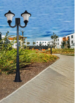 Stalp de iluminat ornamental pentru parcuri echipat, 4ml, 2x50W, LED, 6000K, negru, 2 brate, IP55, SV-008.N4.2J.REMO
