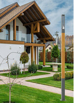 Stalp de iluminat modern pentru parcuri echipat, 3.5ml, LED, 3000K/4000K, fara brate, insertie lemn, 36.5W, IP66, Bokard O D, ElmarCo