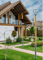 Stalp de iluminat modern pentru parcuri echipat, 3.5ml, LED, 3000K/4000K, fara brate, insertie lemn, 23.5W, IP66, Bretania D, ElmarCo
