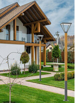 Stalp de iluminat modern pentru parcuri echipat, 3.5ml, LED, 3000K/4000K, insertie lemn, 23.5W, IP66, Walia D, ElmarCo