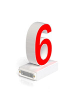 Cifra LED, ( 6 ), decorativa, 3D, luminoasa, seria magnetic baza, 170mm, reincarcabila, rosie, abcMIX, C1280