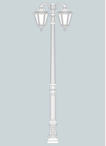 Stalp de iluminat ornamental pentru gradina echipat, 3.2ml, 2 brate jos, E27, 2x30W, CCT set, IP55, Fumagalli, Noemi, Karmel 3000 Ofir