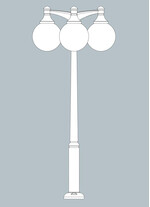 Stalp de iluminat modern pentru parcuri echipat, 3 brate, 2.8ml, H.FC1, E27, Fumagalli, Globe 400 Modern, Ektor 2500 Midipilar