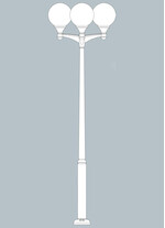 Stalp de iluminat modern pentru parcuri echipat, 3 brate, 4.1ml, H.FC6, E27, Fumagalli, Globe 400 Modern, Ektor 3500 Midipilar