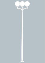 Stalp de iluminat modern pentru parcuri echipat, 3 brate, 4.1ml, H.FC1, E27, Fumagalli, Globe 400 Modern, Akille 3500 Midipilar