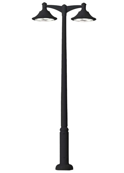 Stalp de iluminat stradal modern echipat, 6.3ml, 2 brate, E27, Fumagalli, EcoVivi 500, Ektor 6000