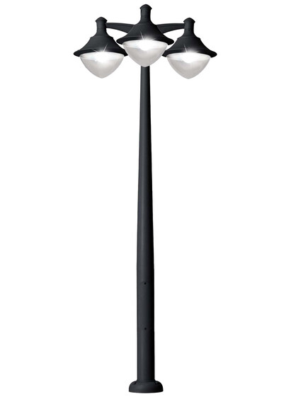 Stalp de iluminat modern pentru gradina echipat, 3.3ml, 3 brate, E40, Fumagalli, Vivi 400, Akille 3000
