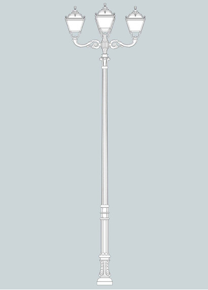 Stalp de iluminat ornamental pentru gradina echipat, 4.2ml, 3+1 brate, E27, 4x11W, CCT set, IP55, Fumagalli, Tobia, Karmel 3500 Adam