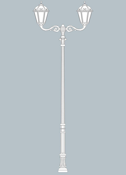 Stalp de iluminat ornamental pentru gradina echipat, 4.7ml, 2 brate, E27, 2x50W, 4000K, Fumagalli, Siloe, Karmel 4000 Adam