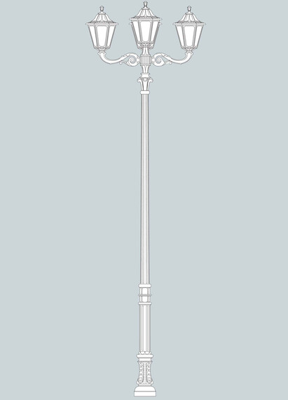Stalp de iluminat ornamental pentru gradina echipat, 4.2ml, 3+1 brate, E27, 4x11W, CCT set, IP55, Fumagalli, Noemi, Karmel 3500 Adam