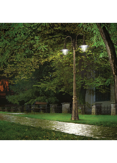 Stalp de iluminat ornamental pentru gradina echipat , negru, 2.16ml, E27, 4000K, 2x52W, IP43, Cima, Ideal Lux