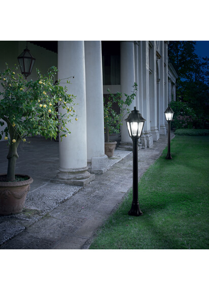 Stalp de iluminat ornamental pentru gradina echipat , negru, 1.1ml, E27, 4000K, 1x23W, IP55, Dafne, Ideal Lux