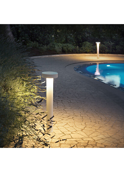 Stalp de iluminat modern pentru gradina echipat , alb, 0.8ml, G9, 4000K, 4x15W, IP44, Tesla, Ideal Lux