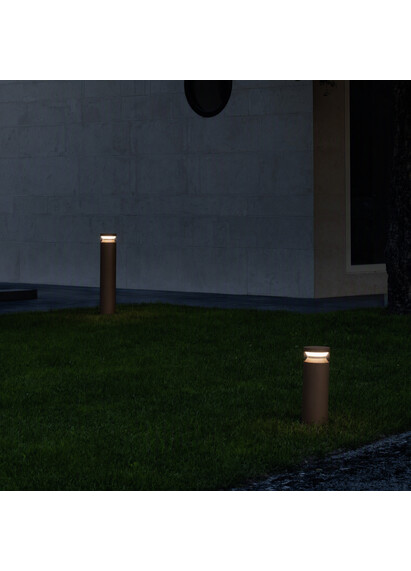 Stalp de iluminat modern pentru gradina echipat , cafeniu, 0.7ml, LED, 3000K, 14W, IP65, Boeing, Ideal Lux