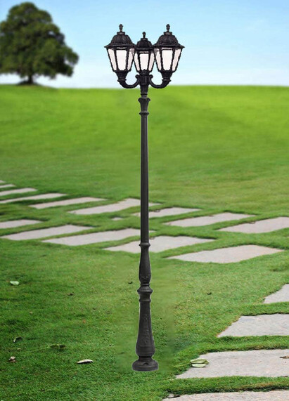 Stalp de iluminat ornamental pentru gradina echipat, 3.6ml, 3 brate, E27, 3x50W, 3000K, Fumagalli, Noemi, Tabor Ofir