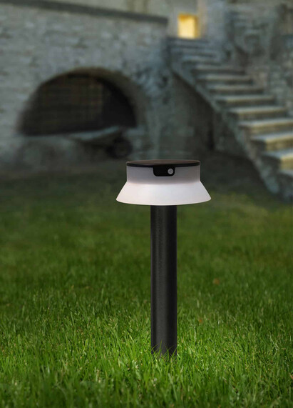 Stalp de iluminat solar pentru gradina, cu senzor de prezenta, 0.5ml, tip tarus, 2W, mat, Fumagalli, Solar, Santina