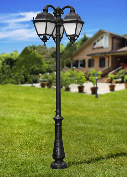 Stalp de iluminat ornamental pentru gradina echipat, 2.7ml, 3 brate, E27, 3x11W, CCT set, IP55, Fumagalli, Simon, Nebo Ofir