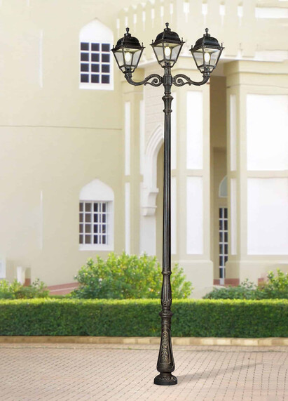 Stalp de iluminat ornamental pentru gradina echipat, 4.2ml, 2+1 brate, E27, 3x50W, 4000K, Fumagalli, Simon, Horeb Adam