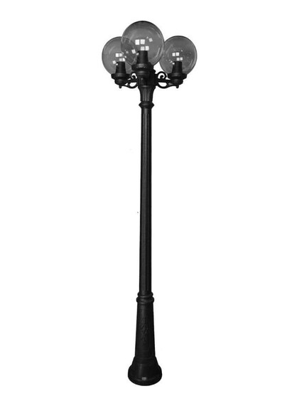 Stalp de iluminat ornamental pentru gradina echipat, 2.35ml, 3 brate, E27, 3x8.5W, CCT set, IP55, Fumagalli, Globe 250 Classic, Ricu Bisso