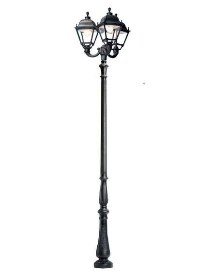 Stalp de iluminat ornamental pentru gradina echipat, 3.6ml, 3 brate, E27, 3x6.5W, Fumagalli, Simon, Tabor Ofir