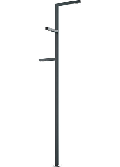 Stalp de iluminat stradal modern echipat, 6ml, LED, 4000K, 2+1+1 brate, 4x24W, IP65, Way S, ElmarCo