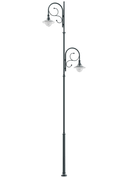Stalp de iluminat stradal ornamental neechipat, 1+1 brate, 8ml, IP65, Robio, ElmarCo
