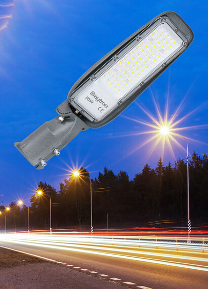 Corp de iluminat LED pentru stalp stradal, 4000K, gri, 50W, 5500lm, IP66