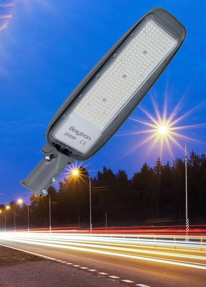 Corp de iluminat LED pentru stalp stradal, 6500K, gri, 200W, 22000lm, IP66